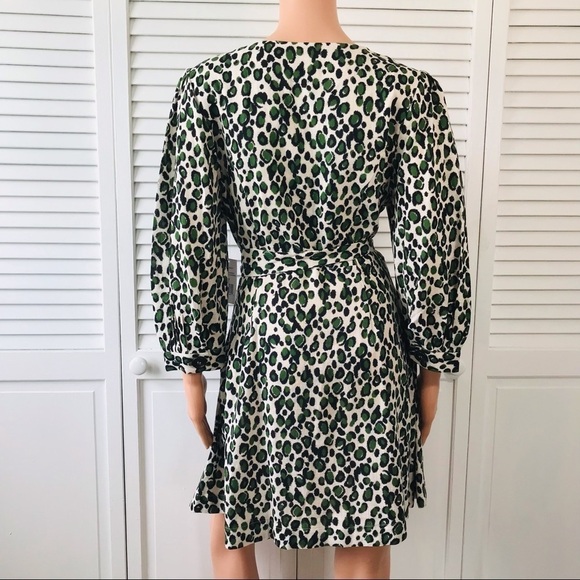 New ALEXIA ADMOR Green Leopard Print Button Front Belted Mini Dress Size 10 - Picture 11 of 11
